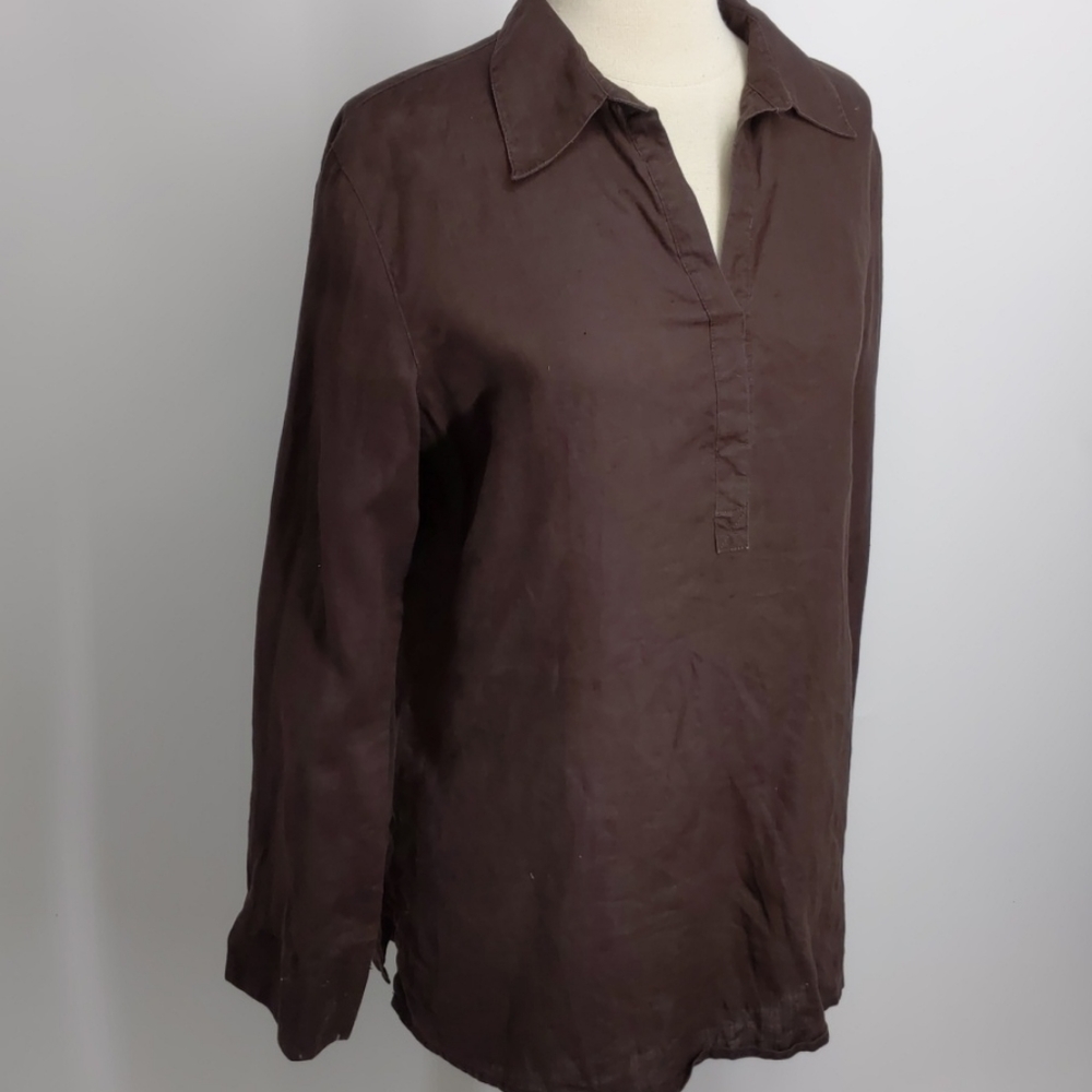L.O.G.G. brown linen pullover shirt-sz 14